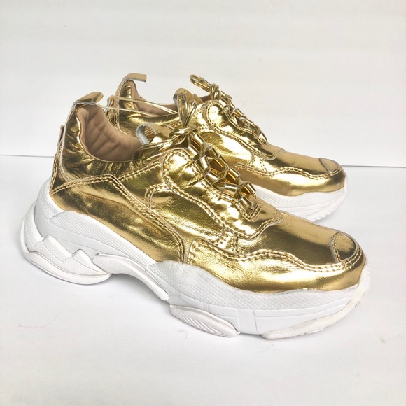 gold chunky sneakers
